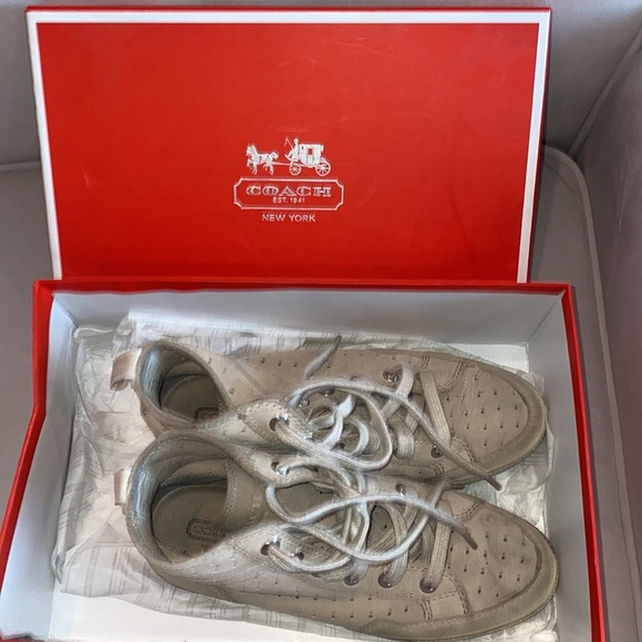 COACH PITA SUEDE HIGH TOP SNEAKERS SIZE 6 LIGHT SAND - Picture 5 of 6